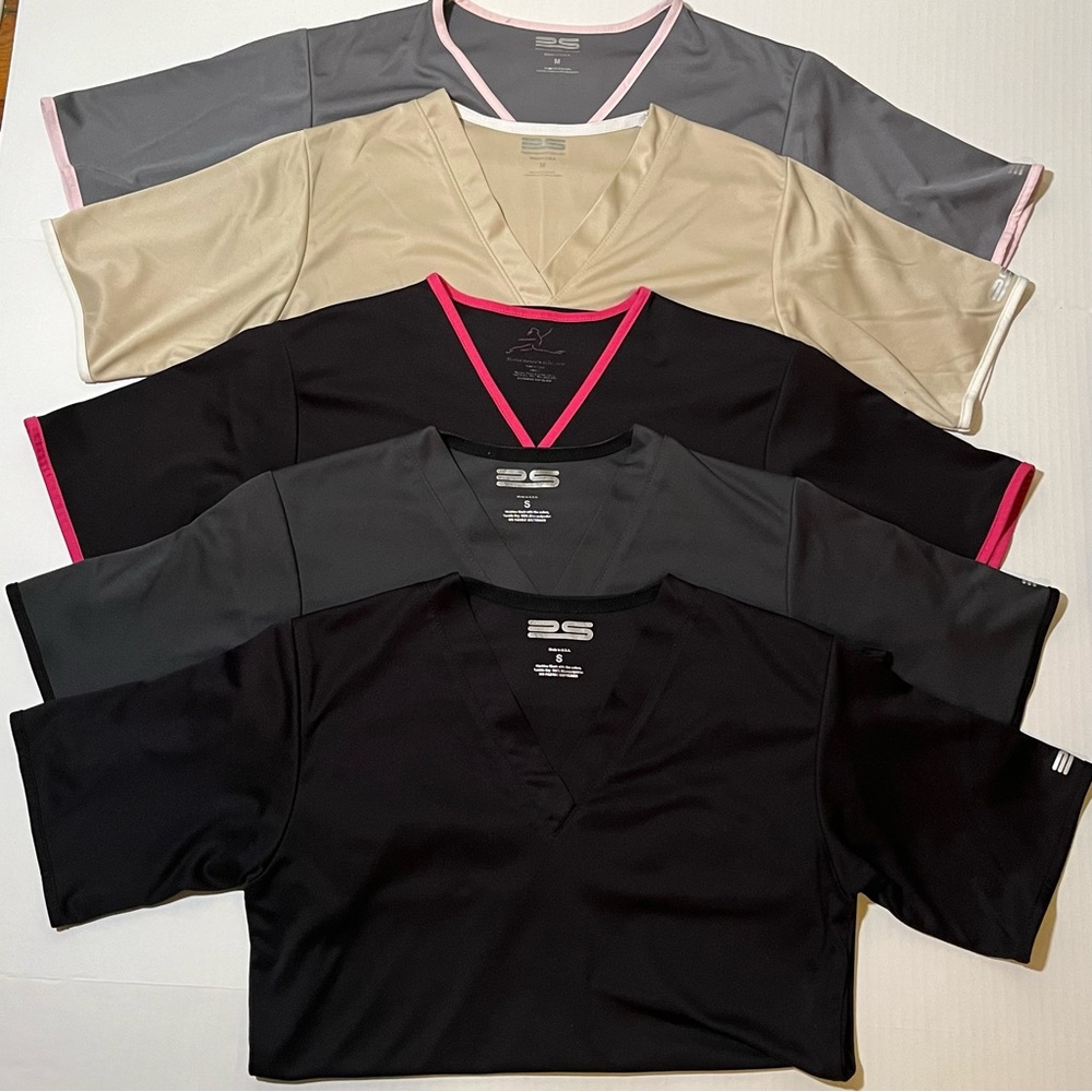 PERFORMANCE SCRUBS Bundle Women’s Scrub Tops (5) Super Soft Micro-polyester.